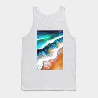 Wave Beach Ocean Nautical - Coastal Art Prints, Clothing, and Decor Tank Top